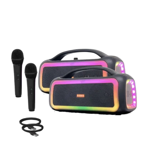 MS-3642BT-W Bluetooth Speaker with Wireless Mic – LED RGB Karaoke Speaker, TWS Pairing