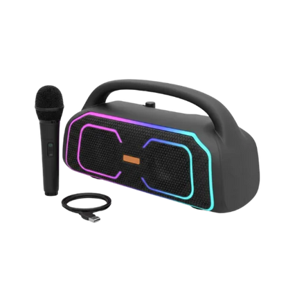 MS-3642BT-W Bluetooth Speaker with Wireless Mic – LED RGB Karaoke Speaker, TWS Pairing