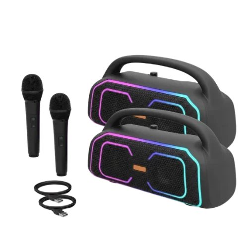 MS-3642BT-W Bluetooth Speaker with Wireless Mic – LED RGB Karaoke Speaker, TWS Pairing
