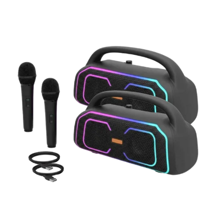 MS-3642BT-W Bluetooth Speaker with Wireless Mic – LED RGB Karaoke Speaker, TWS Pairing