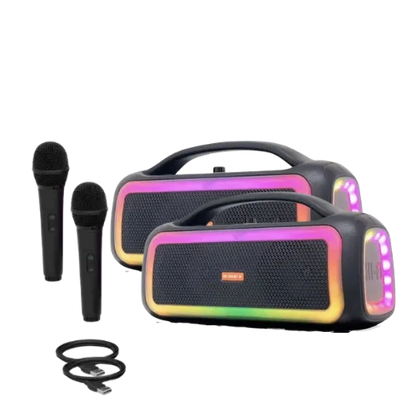 MS-3642BT-W Bluetooth Speaker with Wireless Mic – LED RGB Karaoke Speaker, TWS Pairing