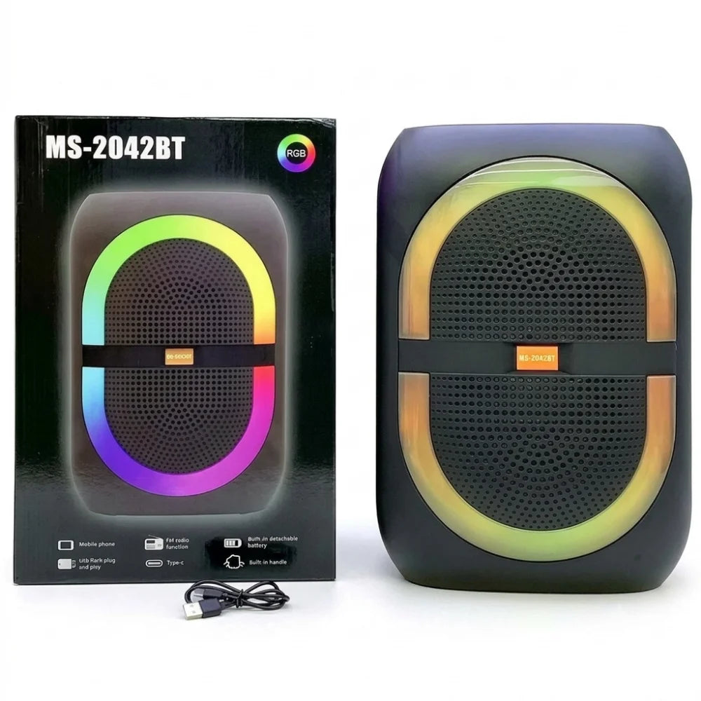 MS Series 8-Inch Portable RGB Bluetooth Speaker with Microphone & TWS Pairing (China Fresh Stock) - 4 Unique Designs