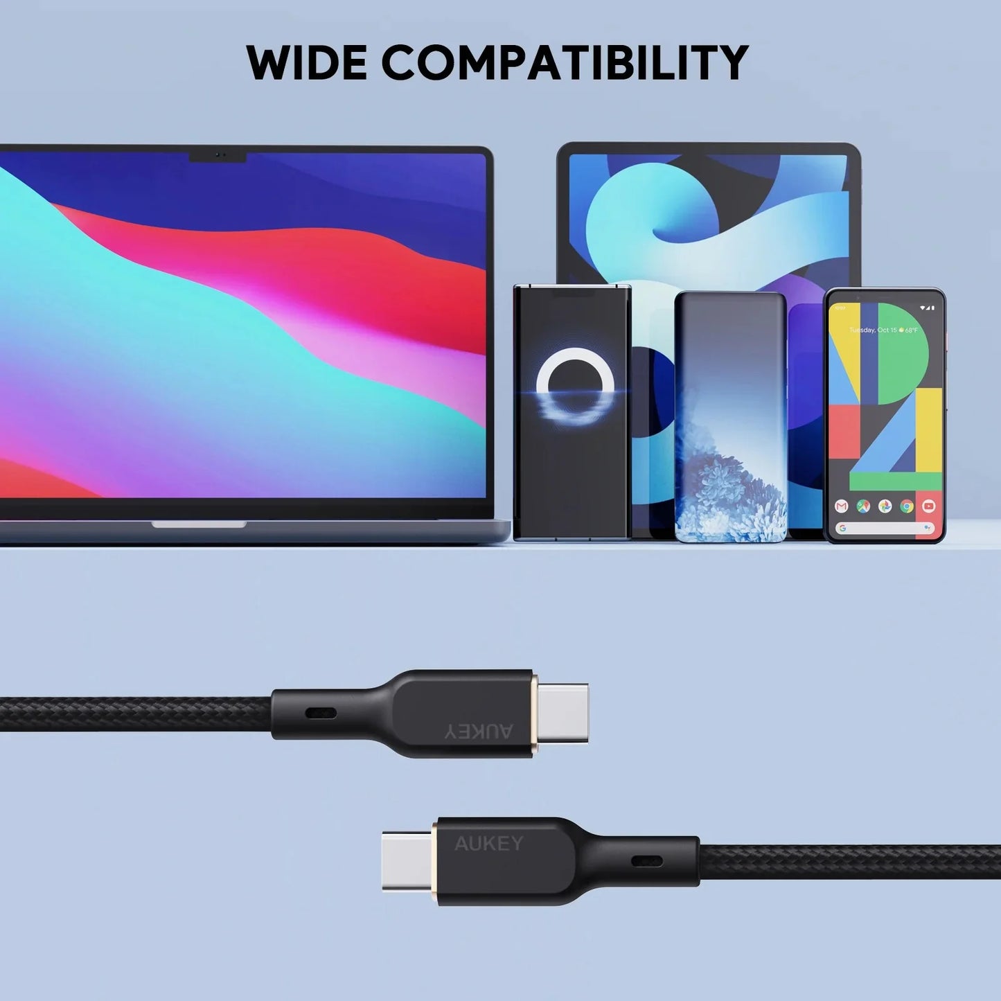 AUKEY CB-KCC101 100W USB-C to USB-C Cable (1m) | 6 Month Buddic Warranty