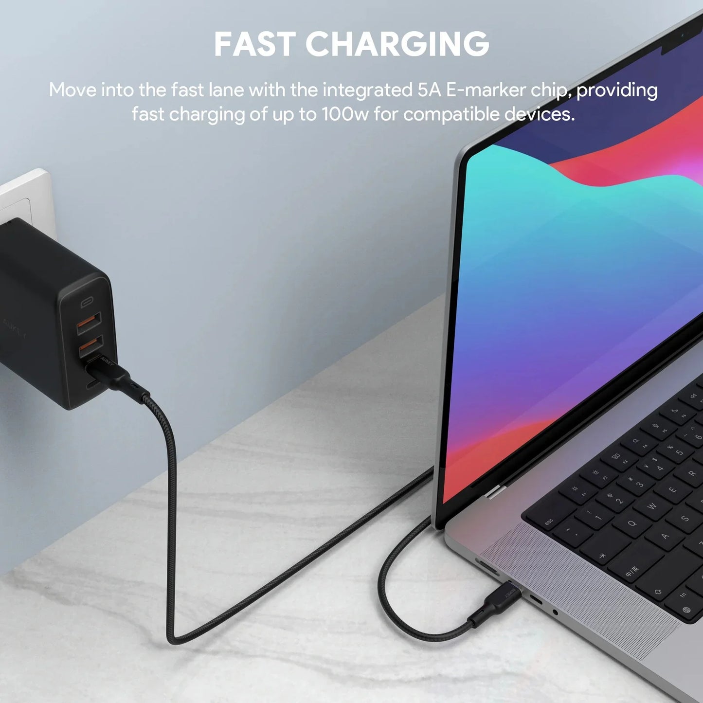 AUKEY CB-KCC101 100W USB-C to USB-C Cable (1m) | 6 Month Buddic Warranty