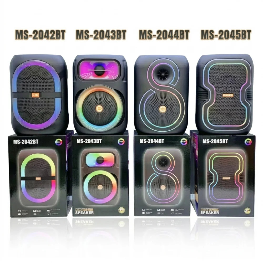 MS Series 8-Inch Portable RGB Bluetooth Speaker with Microphone & TWS Pairing (China Fresh Stock) - 4 Unique Designs