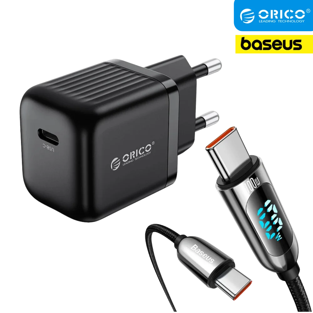 ORICO 30W Fast Charger + Baseus 100W Display Cable Combo Deal