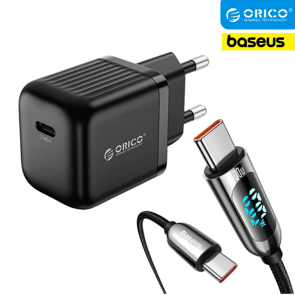 ORICO 30W Fast Charger + Baseus 100W Display Cable Combo Deal