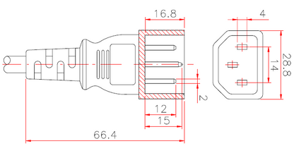 Power Cable Extender C14 to C13 10A 250V