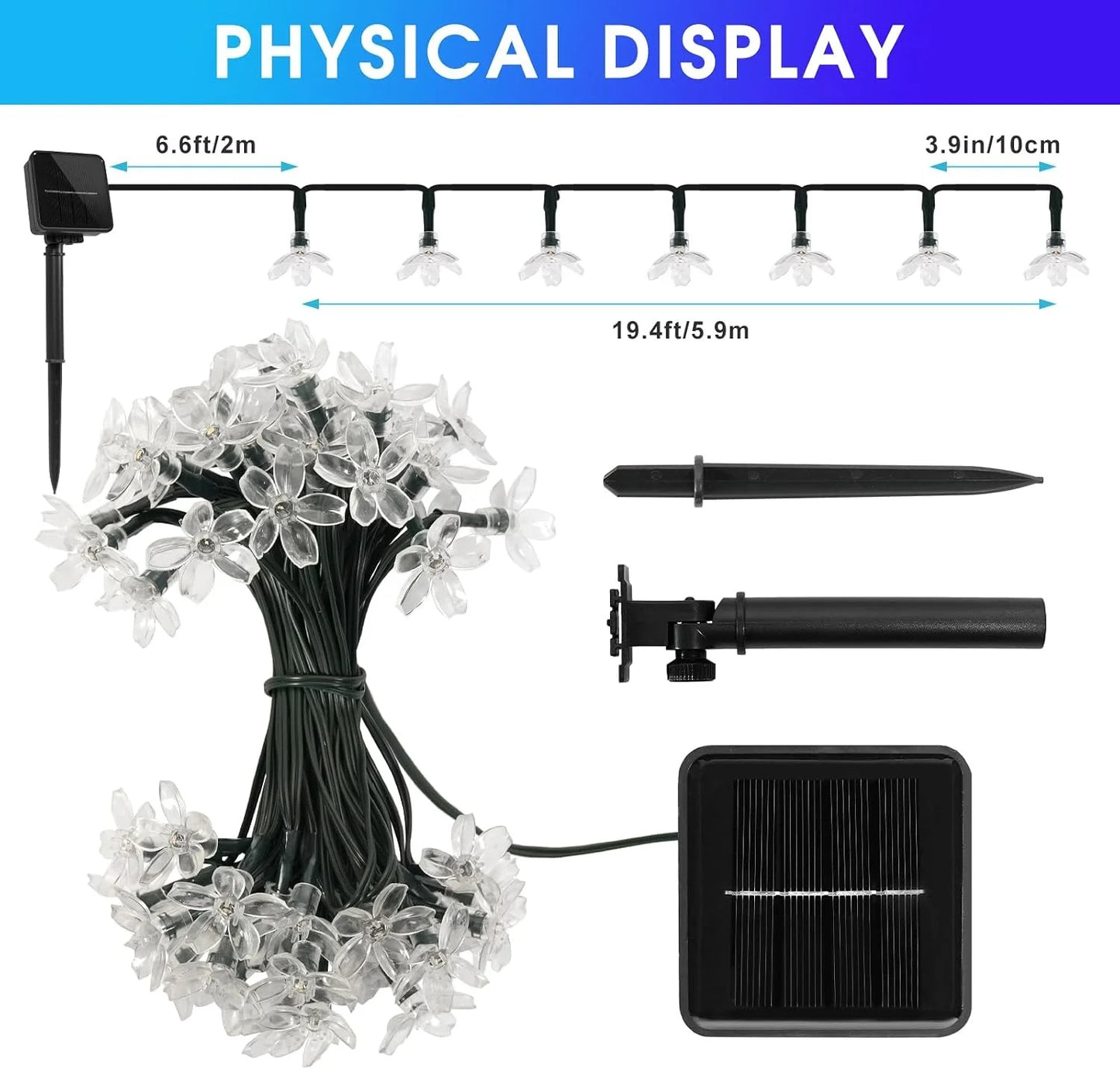 Brightown Solar LED Flower String Light – 20 Feet