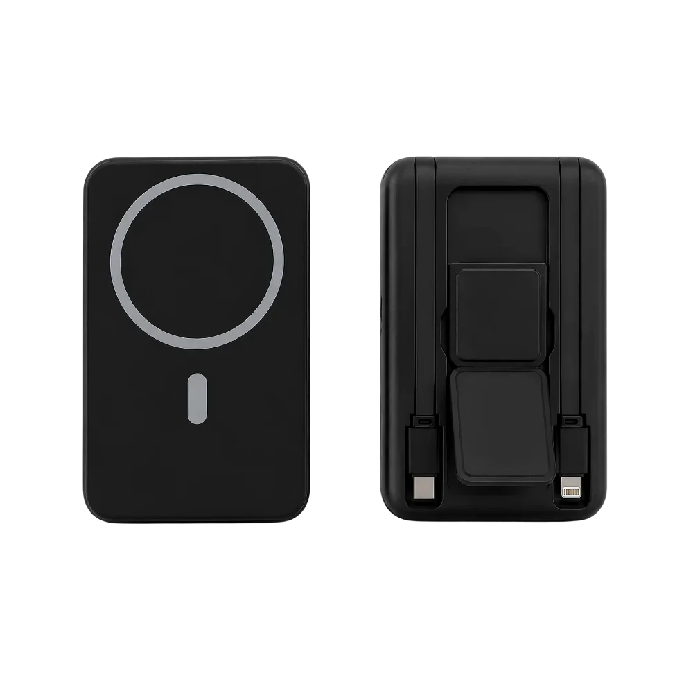ICON 10000mAh MagSafe Power Bank 22.5W Fast Charging | Built-in Type-C & Lightning Cable | LED Display | Foldable Stand
